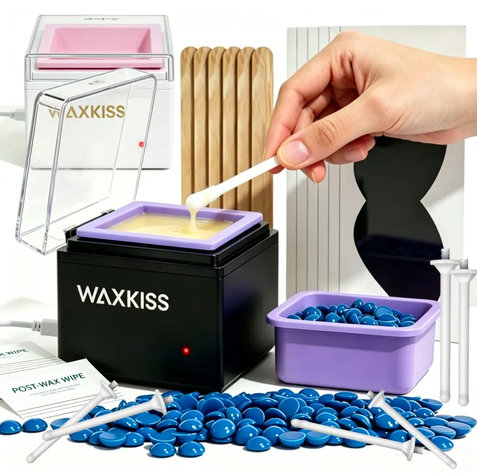 Waxing Kit for Women Men Nose Ear Hair Wax- Mini Wax Kit with USB C, Eyebrow Lip hear removal - Fast Heating with Wax Beads, Applicator, Painless Ear Hair Removal, Compact Mini Wax Pot, Travel, Multi-Accessories