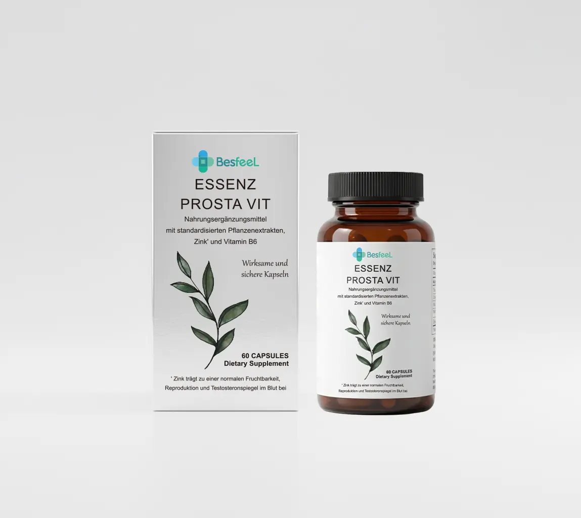 Mens Prostate Support Supplement | Besfeel Essenz Prosta Vit with Saw Palmetto & Zinc | Supports Healthy Urinary Flow & Prostate Wellness | Natural Herbal Formula for Daily Male Health | 60 Capsules