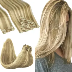 GOO GOO Hair Extensions Clip in Hair Extensions Real Human Hair Natural Straight Remy Hair Clip ins for Women#SummerVibes