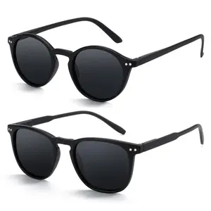 ZENOTTIC 2pcs Vintage Polarized Sunglasses for Men Women, Round Square&Round Frame Design, Daily Wear Beach Holiday Couple Gift Idea