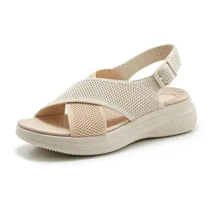 Women's Summer Casual Beach Sandals, featuring a crisscross strap design, available in multiple colors, with easy size adjustment. The perforated upper ensures breathable comfort, delivering a minimalist, high-end, fashionable, and versatile look.