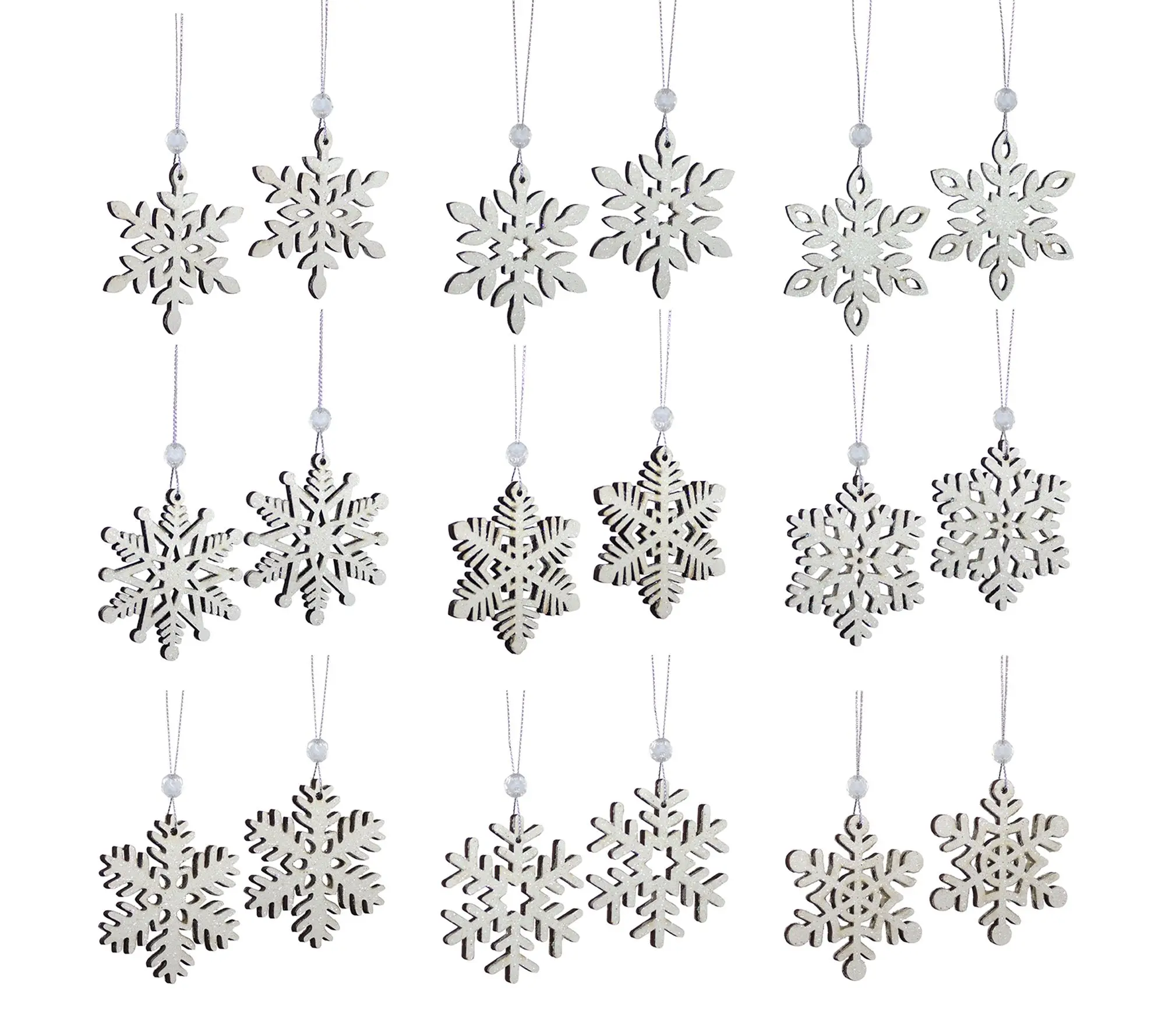 Melrose Wooden Mini Snowflake Ornament (Set of18) Melrose Wooden Mini Snowflake Ornament (Set of18)