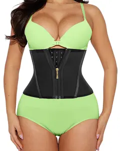 Women's Short Torso Waist Trainer, 11.5-in Tummy Control Waist Cincher with Zipper Hook, Pull-On Body Shaper Corset Girdle, Stomach Shapewear Underwear, Compression Basic