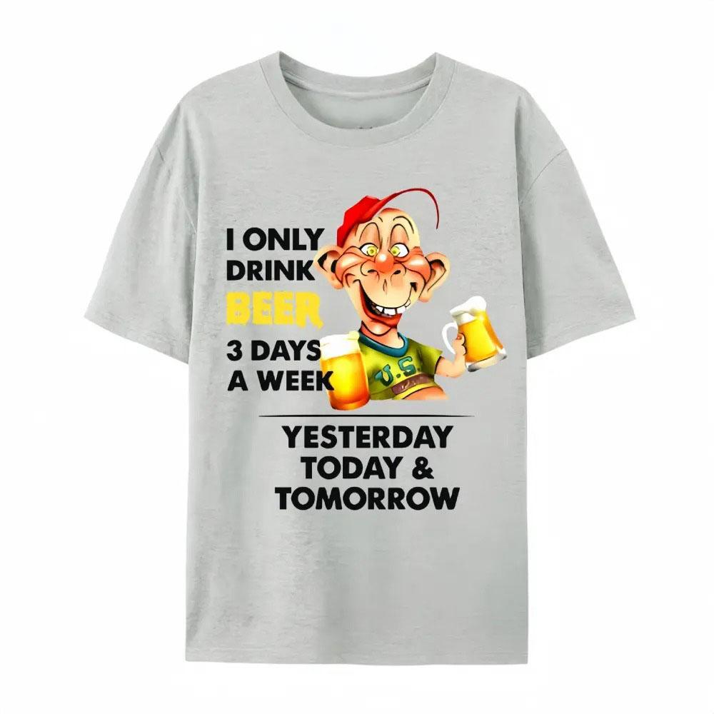 Men’s Funny Graphic T-Shirt I Only Drink for 3 Days Humorous Design, Unisex Top with Cartoon Print, Casual & Party Wear Suitable for Men & Women