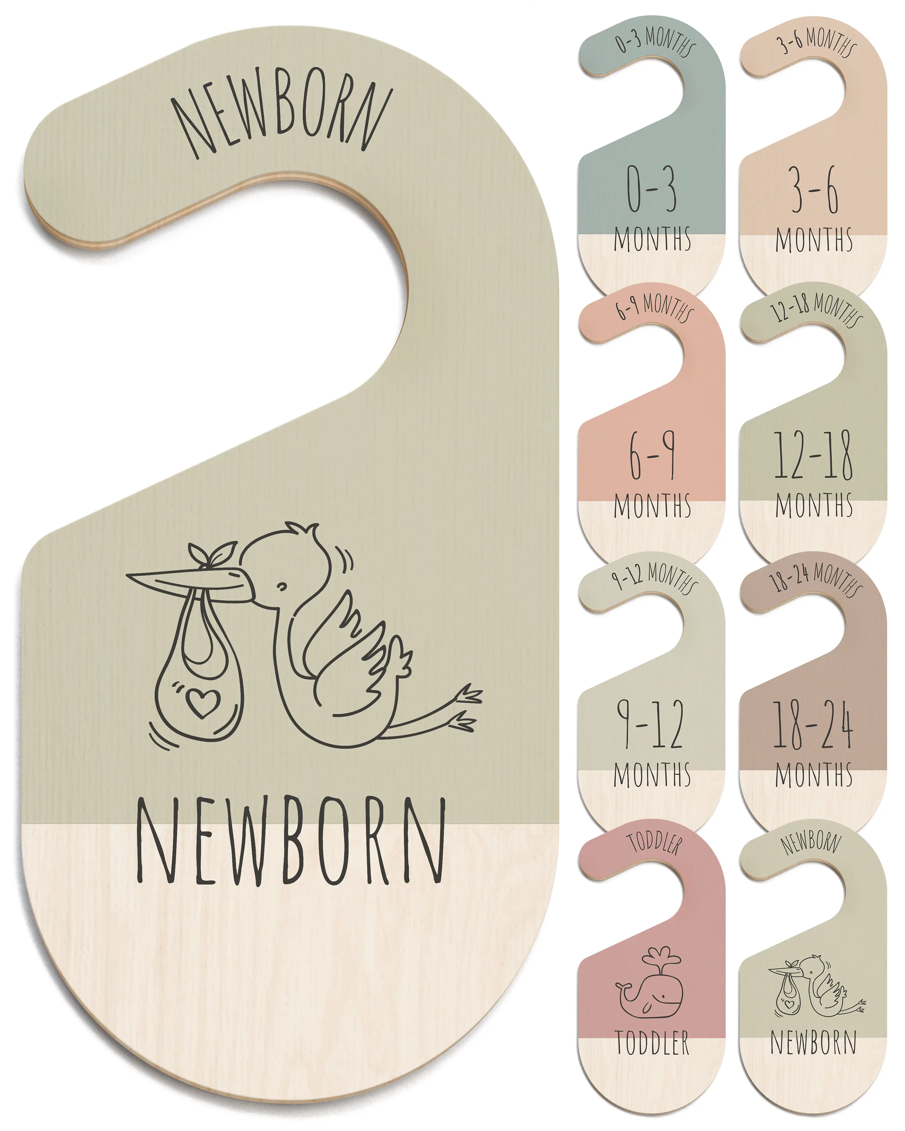 Baby Clothes Dividers For Closet - Wooden Baby Clothes Organizer Dividers for Boy & Girl, 8 Baby Closet Dividers by Size - Ideal Clothing Organizers