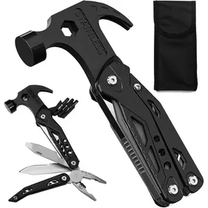 14 in 1 Multitool Hammer Folding Survival Tool, All One Multi Mini Small Gadget - Camping Hiking Car Multifunctional Stainless Pliers Knife For Men Dad Cool Gifts
