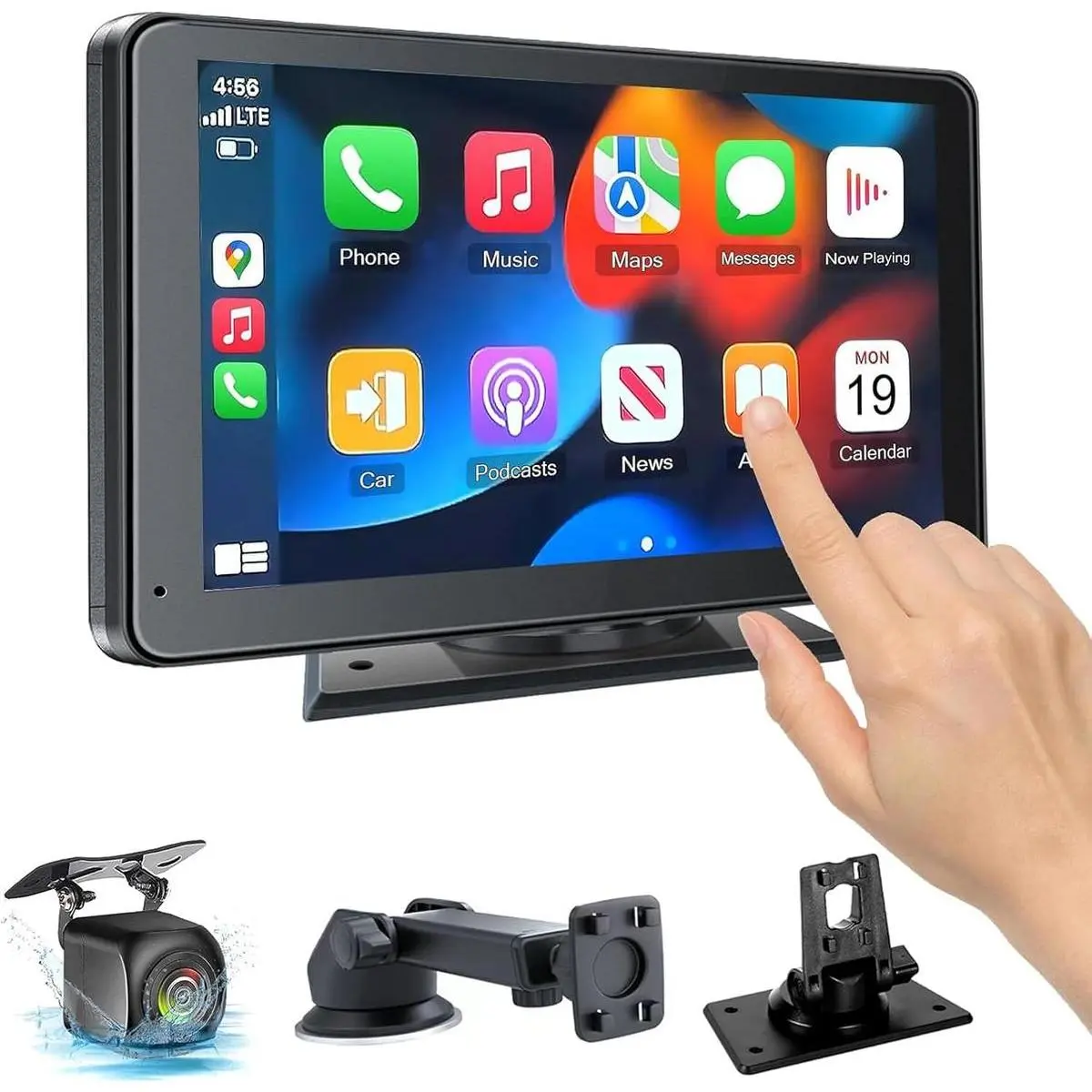 7in Wireless Portable Carplay Screen - 2026 Model, Bluetooth 5.2, Android Auto Compatible, Mirrorlink, AUX/FM Support, Universal Fit for All Cars