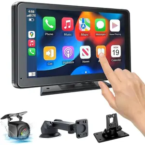 Wireless Portable Carplay and Android Auto 7inch Touch Screen Bluetooth 5.2 Car Player Screen with Mirror Link AUX FM Compatible with All Vehicles