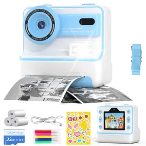 Instant print camera,  kids mini camera,photo printer,with 4 different Colour Pens,kids stuff for girls boys,Perfect Holiday Gift Choice,Rechargeable Party Durable Christmas
