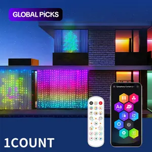 Smart RGB Curtain Light DIY LED Lamp with Color Changing Wall Lights APP & Remote Control, Indoor Decoration for Valentine's Day Christmas, Mood Decorative Lights, Indoor Decorative Light #GLOBAL PICKS