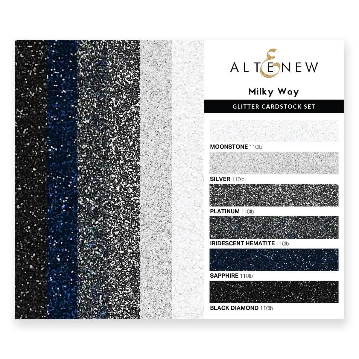 Glitter Gradient Cardstock Set - Milky Way (6 Colors, 24 sheets)