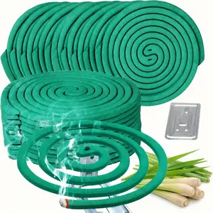 Large Citronella Lemongrass Coils with Holder, Slow Burning Spiral Incense for Patio Camping Porch Deck, Summer Outdoor Fragrance