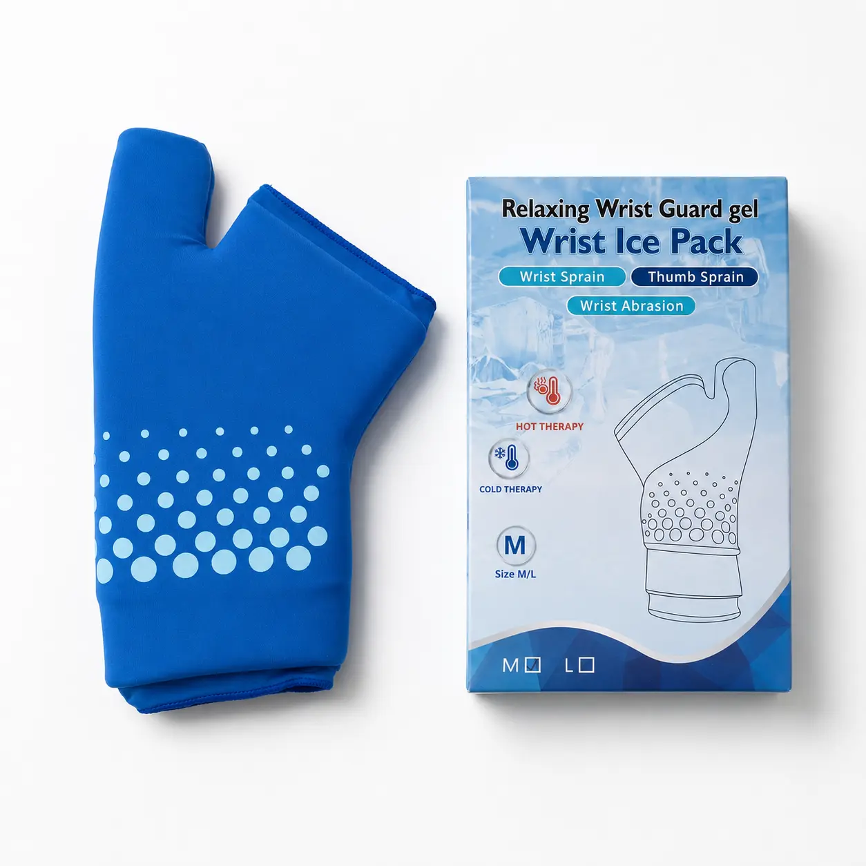 Sooshoom Blue Wrist & Thumb Ice Pack Wrap,  Reusable Gel Cold Warm Compress for Hand,  Wrist & Thumb Comfort, Typing Breaks, Sports Cooling, M/L Sizes