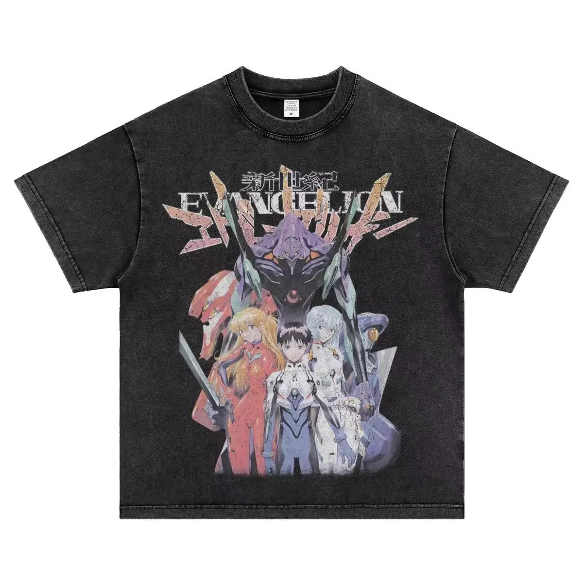 Men's Neon Genesis Evangelion EVA Unit 1 Century Gospel Peripheral Casual Round Neck Distressed Cotton Shortsleeve T-Shirt - Sports Clothes, Streetwear Top