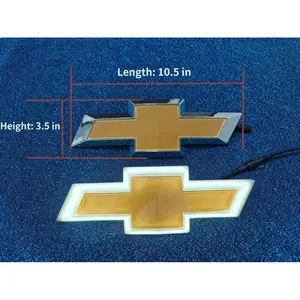Buckle-type + glue-backed,Applicable size: Length 10.5 in * Width 3.5 in,Chevrolet LED Lighted Emblem, Suitable for Chevrolet Pickup Silverado 2014-2015 1500 Models and 2016-2019 2500HD/3500HD Models, Lighted Car Logo, Flowing Dynamic Center Grille Emblem