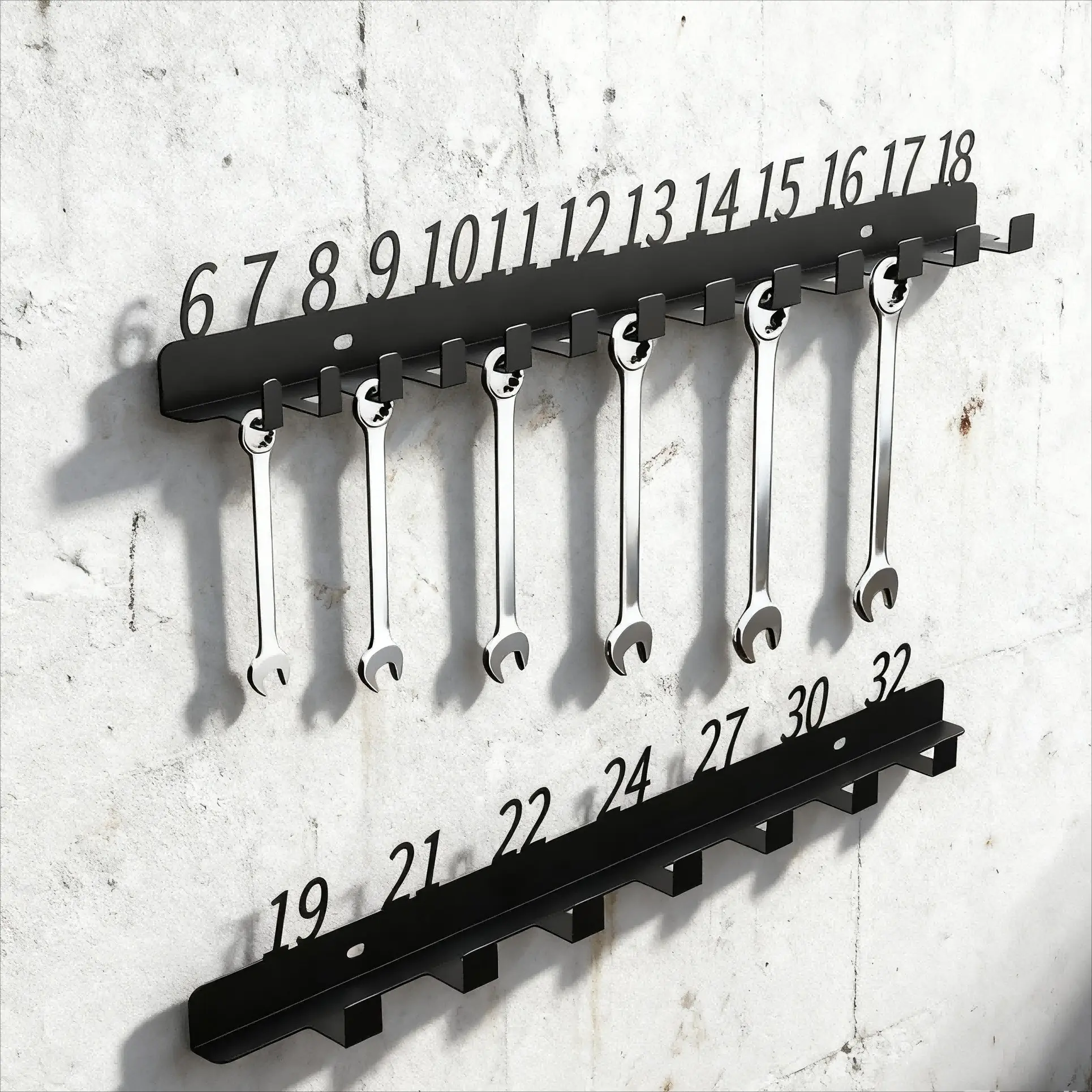 Wrench Organizer Rack, Portable Wall-Mounted Storage Shelf, Garage Organization Holder, Home Decorative Accessory, Space-Saving Design, Yard Tool Rack, Tools Organizer, Garage Tool Organiser