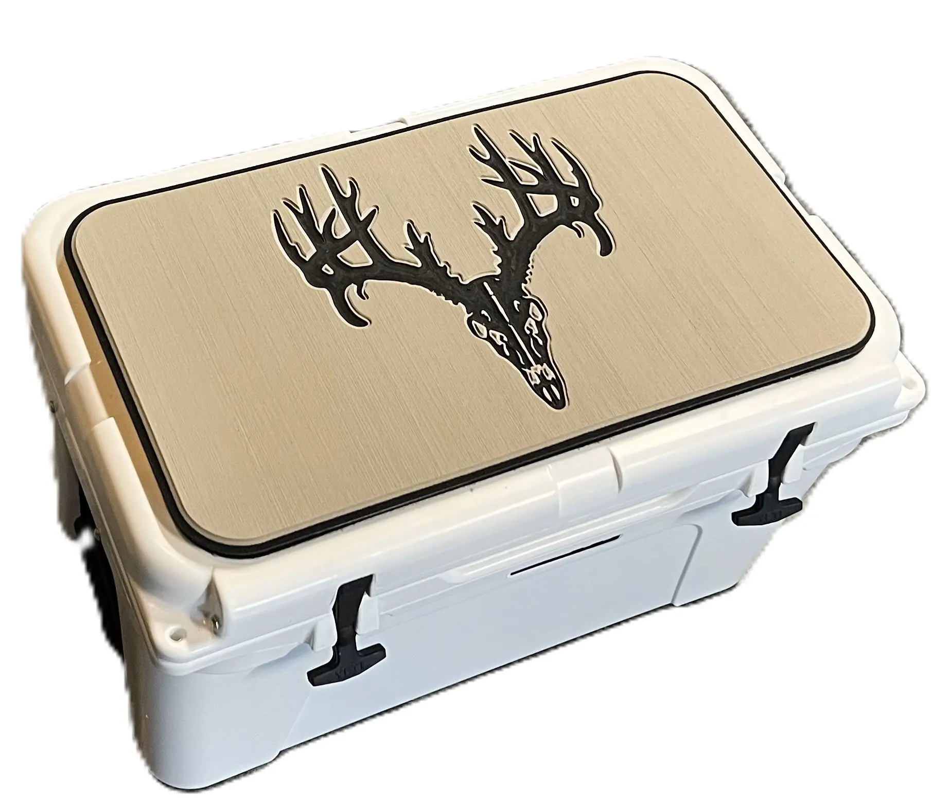 YETI Tan/Black Cooler Pad with Deer Euro Skull, Non-Skid PE Marine Foam Mat - Peel-and-Stick Cooler Accessories for Tundra, Roadie, Haul, Multi-Size, Peel-Stick