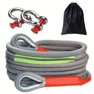 15 Ton Off-road & SUV Traction Rope Set (1 Set), Including U-shaped Hook & Storage Bag, Traction Hook, Car Emergency Kit, Car Accessories