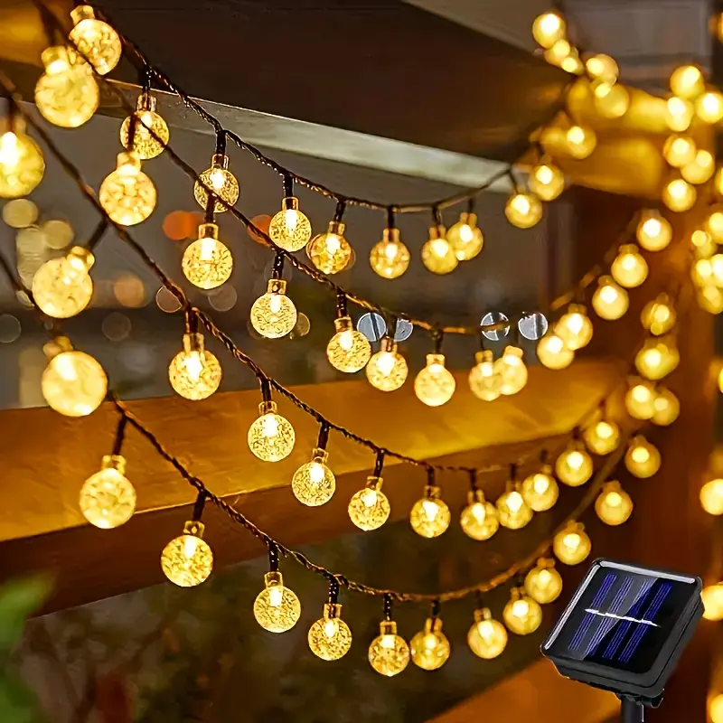Ledoor Solar light string 39.3 feet/22.9 feet/16.4 feet, with 8 flashing modes and 100/50/20 LED bubble balls, modern style, plastic material, switch control, suitable for garden, Christmas, wedding, birthday, holiday theme decoration