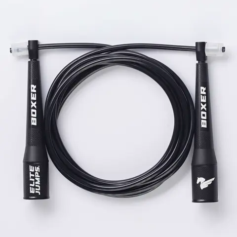 Elite Jumps Boxer 3.0 Skipping Rope - Fitness Equipment with Smooth-Action Polymer Handles, Ergonomic Sweat-Secure Grip, 5mm Adjustable Tangle-Free 10ft PVC Cord for Cardio Training, Easy Adjustments & Consistent Practice