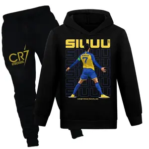 NO 7 Football Star Kit Tracksuits Sweatshirt and Pants Casual 2-Piece Boys Outfits Kids CR 7 Hoodie Clothing Sets Cotton Sweatsuit Long Sleeve Sportswear
