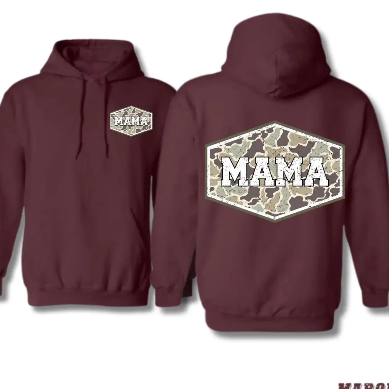 Mama Camo Hoodie – Country Style Sweatshirt for Women – Outdoor Hunting Print Hoodie – Southern Fall Outfit – Cozy Gift for Moms Who Love the Outdoors and Family Life