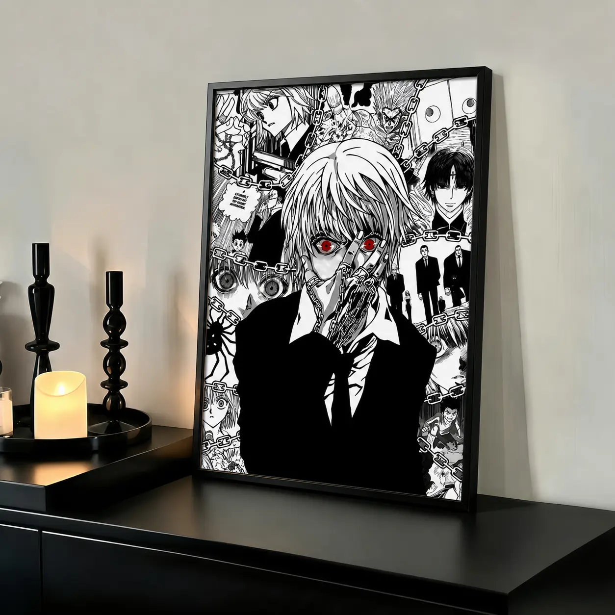Hunter x Hunter Kurapika  Framed   Art, Japanese Manga Ready-to-Hang  Print for Bedroom, Dorm Room, Game Room, Living Room, Office, or Apartment Decor, Modern   Decoration, Gift for  Fans and Manga Lovers
