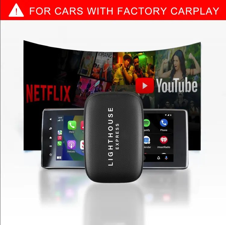 AI Box  - Streaming Netflix and Youtube to your car, Requires Wired Apple CarPlay, Works with iOS & Android,