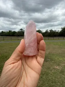 Rose Quartz Point Crystal Tower | Natural Pink Quartz Point | Polished Crystal Point | Home Decor | Gift for Crystal Collector | 3.5x1.5x1.2