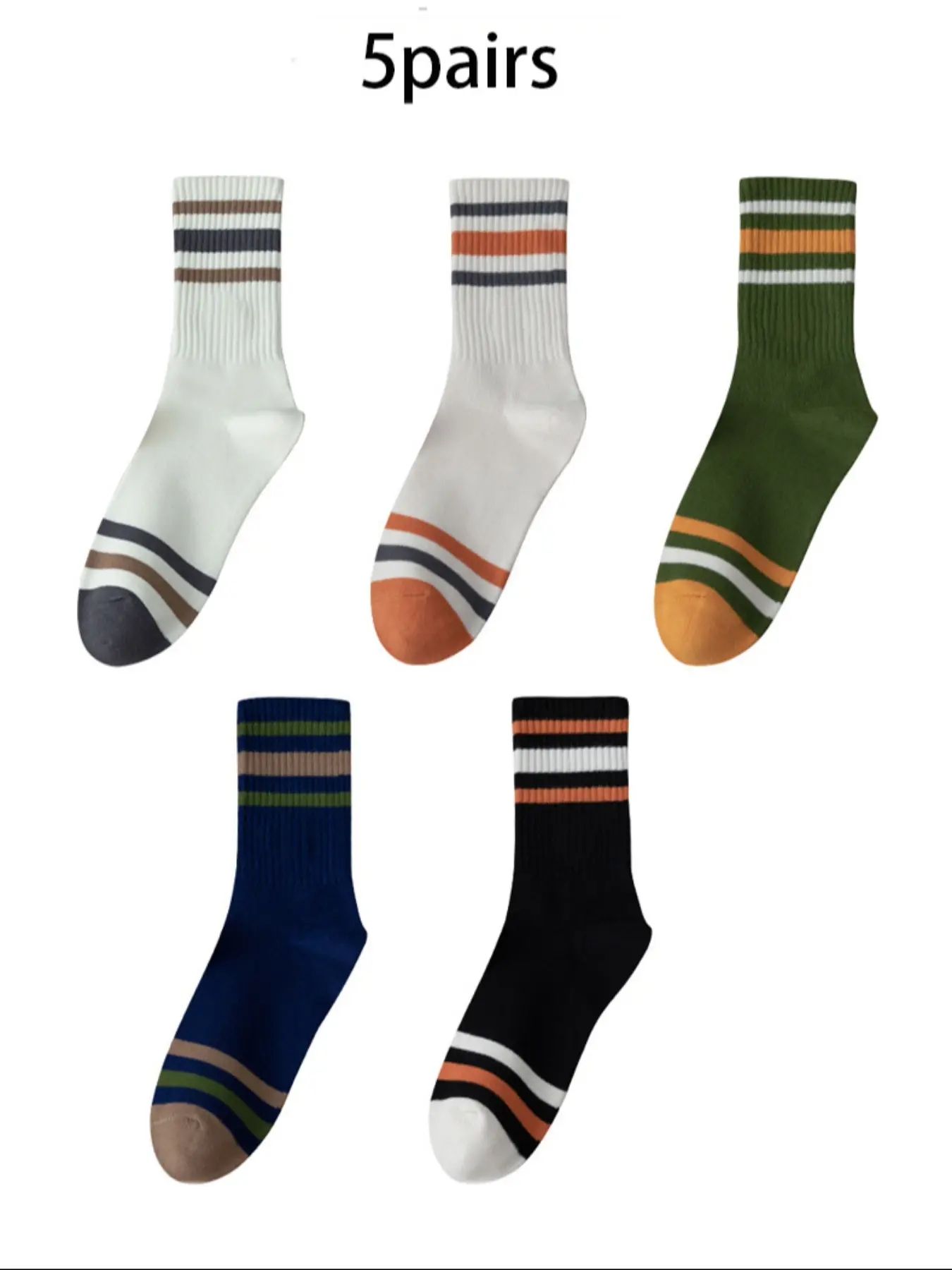 5 pairs of fashionable striped mid tube socks with simple style, fitted, comfortable and breathable athletic sports socks suitable for fitness, running, daily commuting, couples' leisure socks sporty track socks Casual Daily Socks Activewear Sportswear