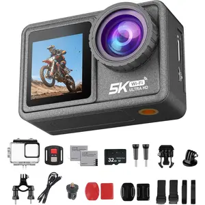 5K/30fps Action Camera,Vlogging Camera with a 1/2.3? Sensor,30M  Underwater Camera,170? Wide FOV Video,Stunning Low-Light Imaging EIS Remote Control(2*,32GB)