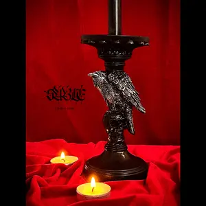 Raven's Vigil Skull Candle Stand -  Home Decor Gothic Room Ornaments Halloween Decoration, Goth Punk Gift, Halloween Decoration