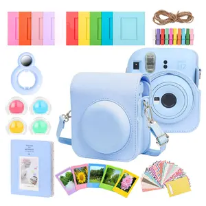 Complete Accessory Kit for Fujifilm Instax Mini 8/9/11/12 – Camera Case, Photo Album, Frames, Stickers & Lens Filters (Blue)