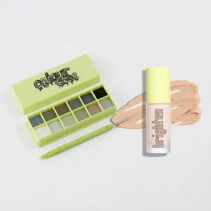 Made By Mitchell Colour Case & Concealer Bundle, 12-Shade Balm Palette with Free Spatula Brush and Full Coverage Brightening Concealer Cream for Women & Girls