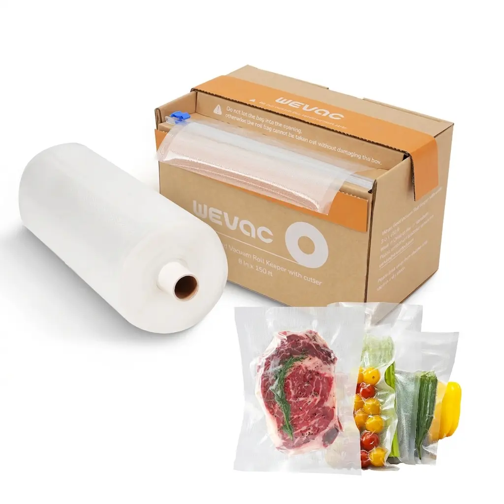 Wevac BPA-Free 3 Mil Vacuum Bag Roll with Built-In Cutter Box - Safe & Versatile Food Storage for Vacuum Packing, Extends Freshness by 3-6x Longer Life