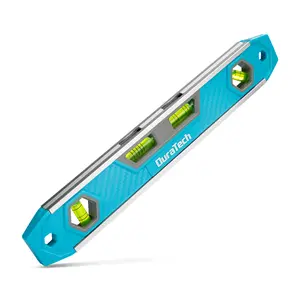 #fathersdaygift DURATECH 12-Inch Torpedo Level, Magnetic Leveler Tool with 0°/45°/90° Bubbles & Five-Line Grade Vial, V-Groove, Large Viewing Windows, Aluminum Reinforced, Hanging Hole for DIY and Household Projects