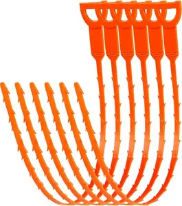 20 Inch 6-Pack Barbed Plastic Drain Clog Remover - Easy-to-Use Hair Catcher for Shower, Kitchen, Bathtub & Bathroom Pipes Cleaning