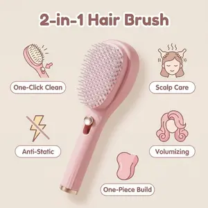 Adjustable Hair Massage Comb, One-Touch Clean Tangled Hair, High Crown Hairstyle Comb, Ergonomic Handle, Anti-Static Design, Daily Hair Care, Detangler Brush, Volumizing Brush
