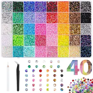 VIBRANT GEMS  ResinRhinestones with Gifted Tools  for Crafting Mixed-Color 3mm Bedazzling Crystal with Tweezers Jewelry for DIY Crafts Clothing Tumblers ShoesFabric Nail Art Colorful，Bedazzler Kit flatback bead diamond painting glitter decorative rich