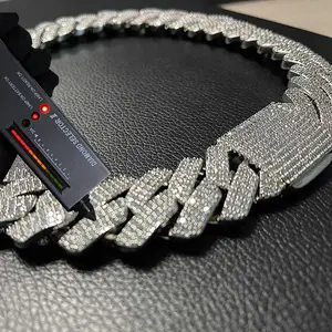 Custom 25MM S925 Sterling Silver Hip Hop Moissanite Cuban Link Chain Thick Miami VVS Cuban Necklace For Men