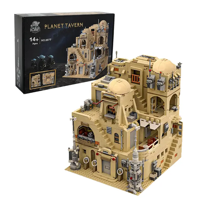 Mos Eisley Tavern Modular MOC Cantina Model Building Blocks Set, High Difficulty Creative Architecture Street Scene Home Decoration toy Model, Great Christmas Birthday Gift and Collectibles Set for Movie Fans, 2200+pcs homedecor