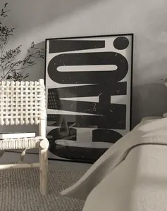 Ciao! Poster, Retro Style Black and Beige Italian Wall Art Ciao Quote, Monochrome Quote Poster, Typography Poster (No Frame)