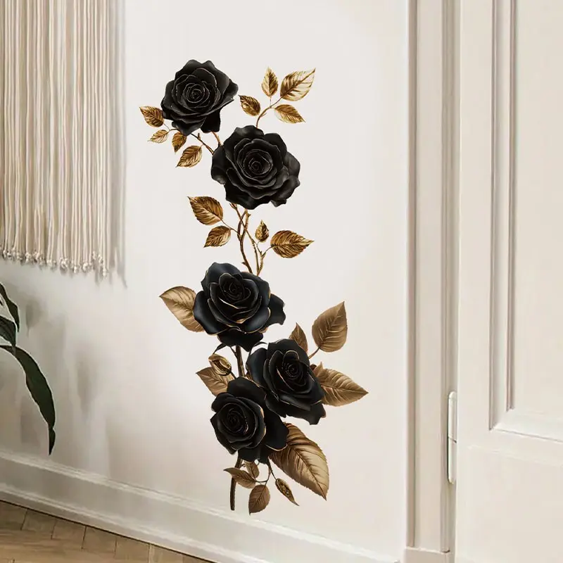 Gothic Rose Decorative Wall Sticker Decal Sticker, Waterproof PVC Self-Adhesive Home Decor, Wall Art Stickers, Suitable for Bedroom, Living Room, Kitchen Walls