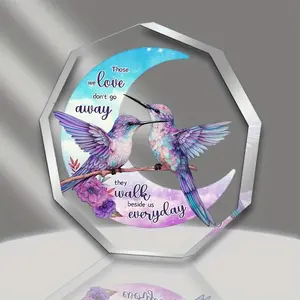 Paradise acrylic decoration, hummingbird pattern decoration, "The people we love will not leave, they will walk by our side every day.". A great acrylic monument decoration, a huge sympathy gift for losing loved ones