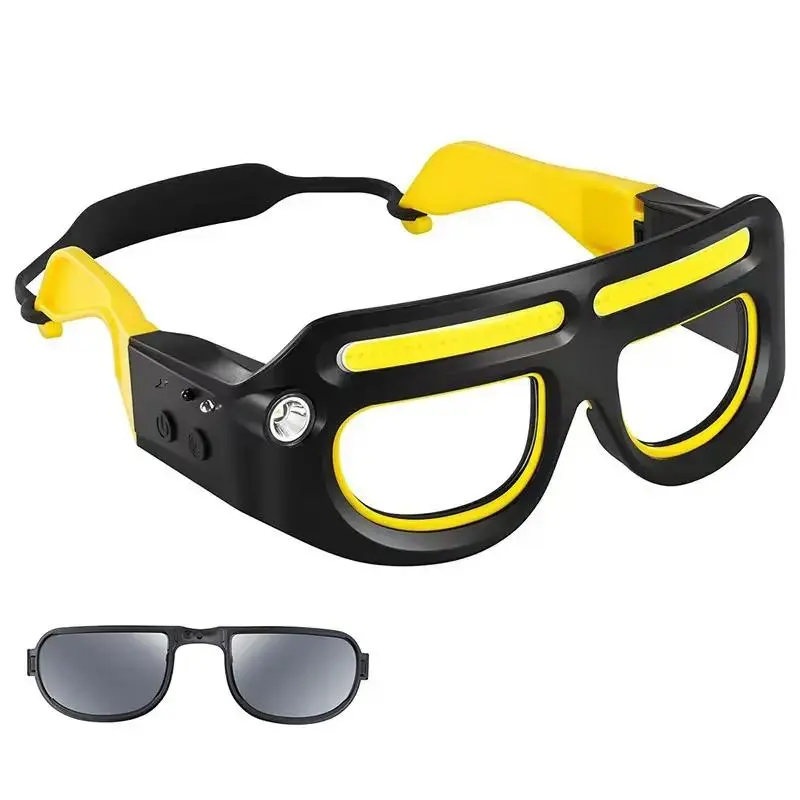 Rechargeable LED Motion Glasses Lamp Gesture control LED glasses, 5 modes, USB-C interface, suitable for running, camping, night maintenance, night work, hands-free lighting glasses.