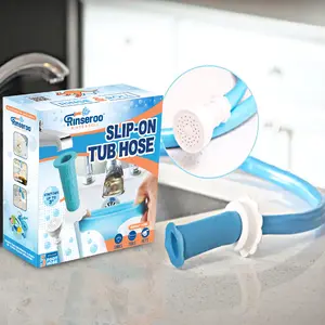 Rinseroo Slip-On Bathtub Faucet Sprayer Attachment Ultra-Flex 10" Nylon Strap Included for Easy Installation & 90-Day Warranty - Bathroom Essentials Accessories Bathroom Fixtures