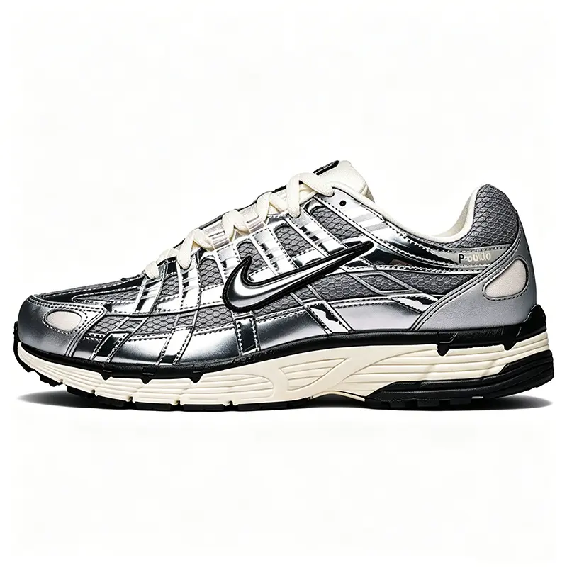 Nike P-6000 Metallic Silver Men's Retro Running Shoes