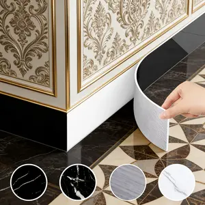 1 Roll 197 Inch X 3.94 Inch Thickened Self-Adhesive Skirting Board Wall Sticker, Marble Pattern Wallpaper, DIY Removable No Residue, Waterproof Wear-Resistant Wall Protection Strip For Wall, Staircase, Kitchen, Bathroom & Cabinet Edge, Home Decoration
