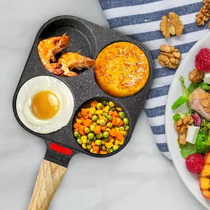 ​​Nonstick 4-Cup Egg Frying Pan: Versatile Breakfast Skillet for Breakfast, Pancakes, Hamburger, and More Cookware Compact Induction household kitchen, Great Holiday Pancake Pan, Black