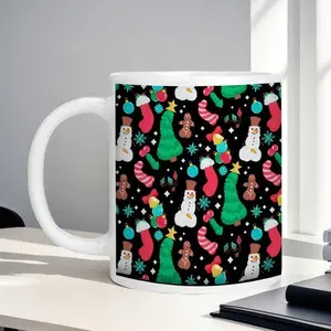 Santa Claus Pattern Coffee Cup, Funny Coffee Mug Gift, Perfect Holiday Present, Unique Design, 11oz, Ceramic Coffee Mug, Model_xinghao